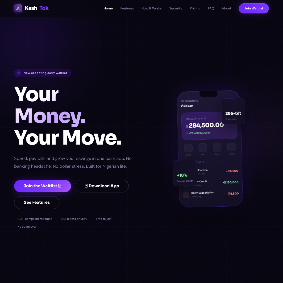 Preview of KashTok digital wallet