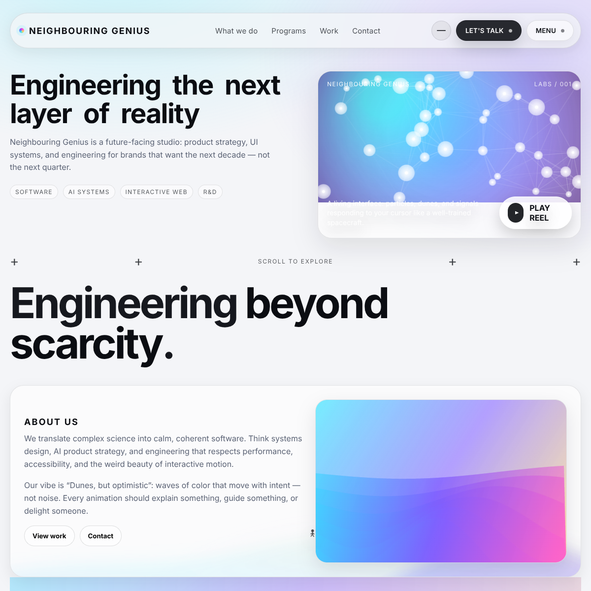 Preview of Neighbouring Genius future studio website