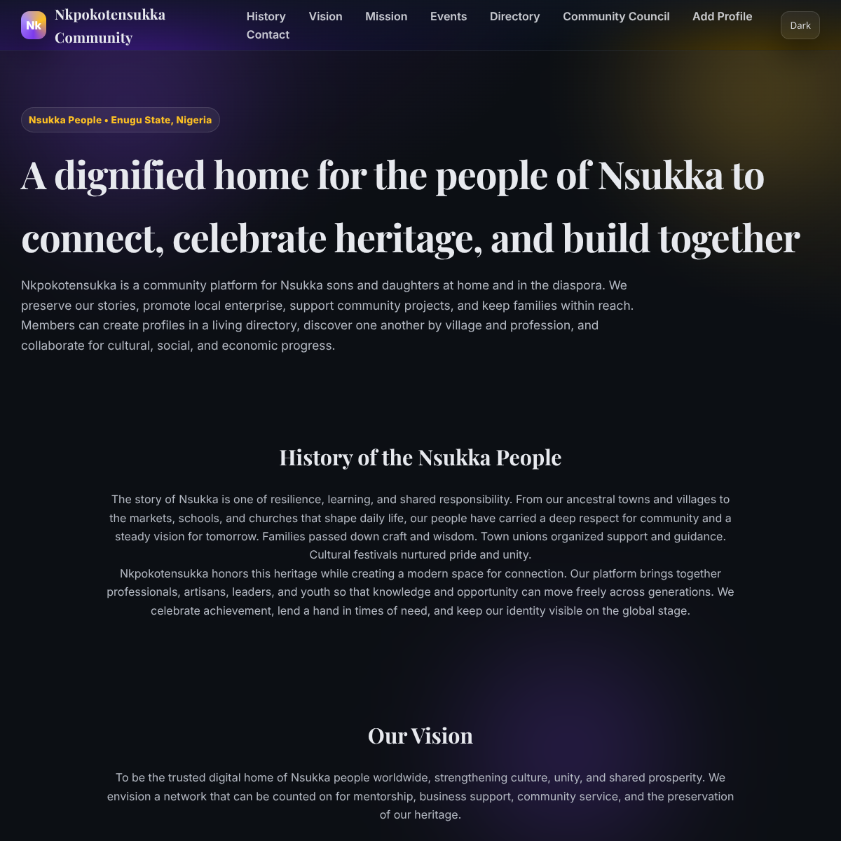 Preview of Nkpokotensukka Community website